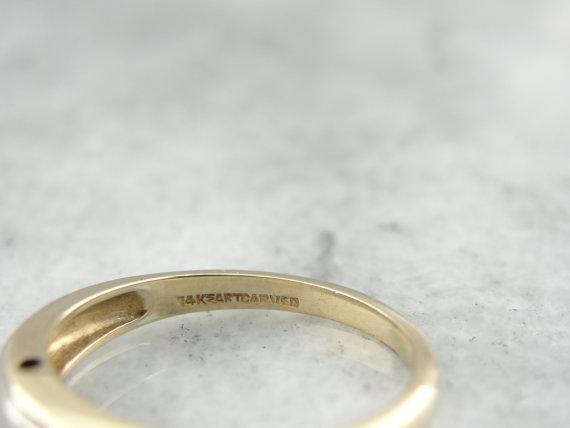 Art Carved Wedding Band with Locking Side, Two Tone Gold