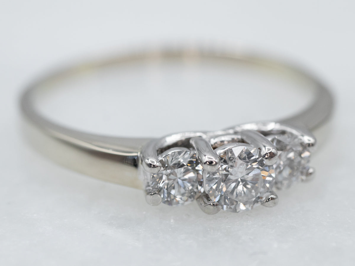 Platinum Tiered Trellis Set Diamond Engagement Ring