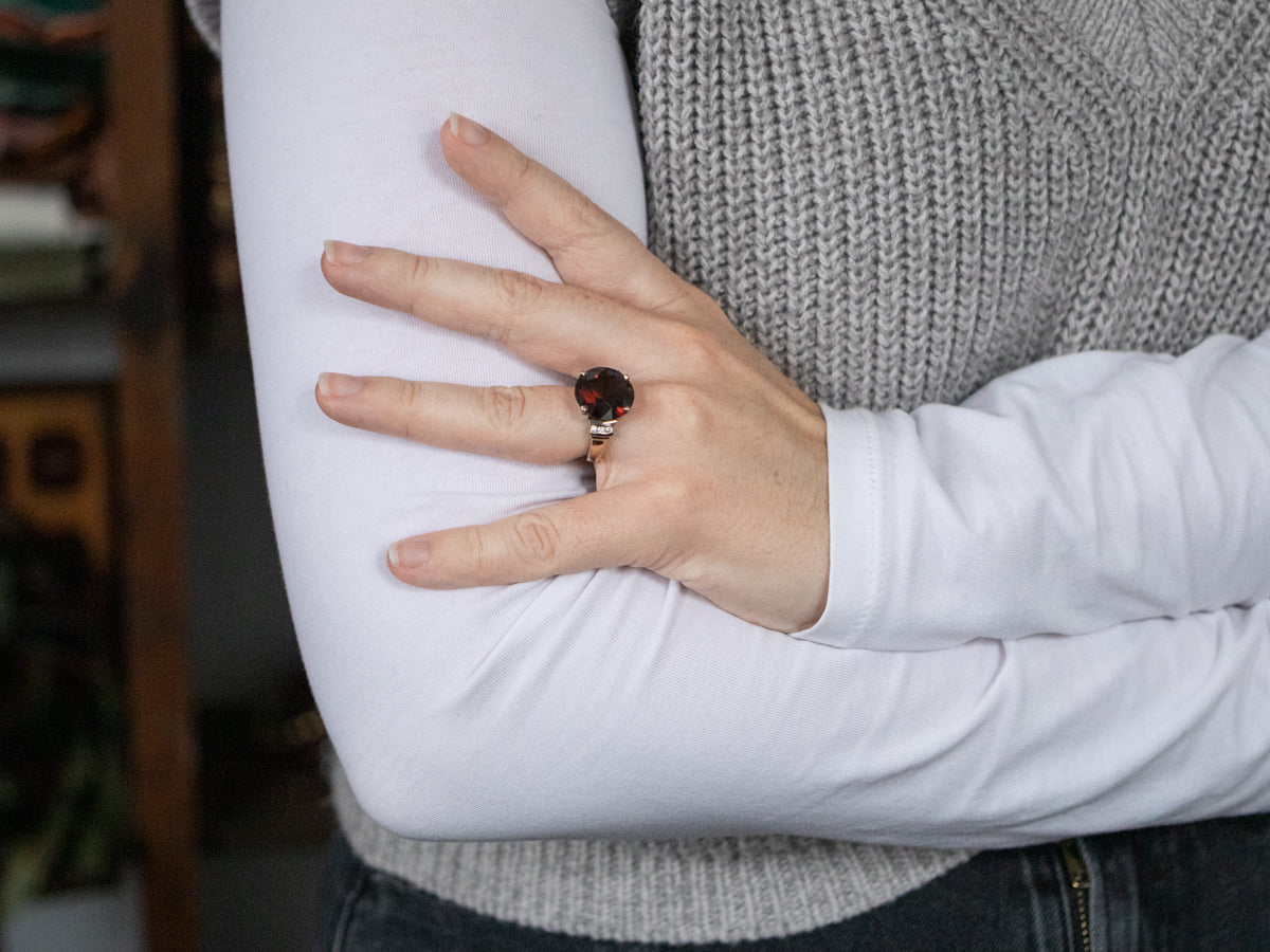 Stunning Pyrope Garnet and Diamond Cocktail Ring