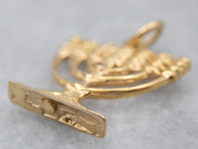 Vintage Gold Menorah Charm Pendant