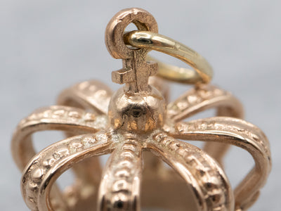 Ornate 14K Yellow Gold Crown Charm