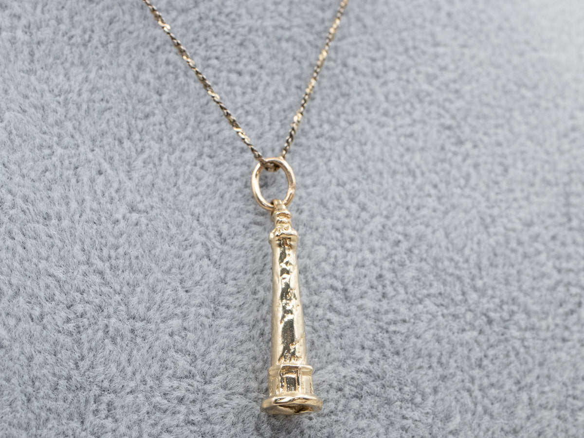 Coastal Lighthouse Gold Charm Pendant