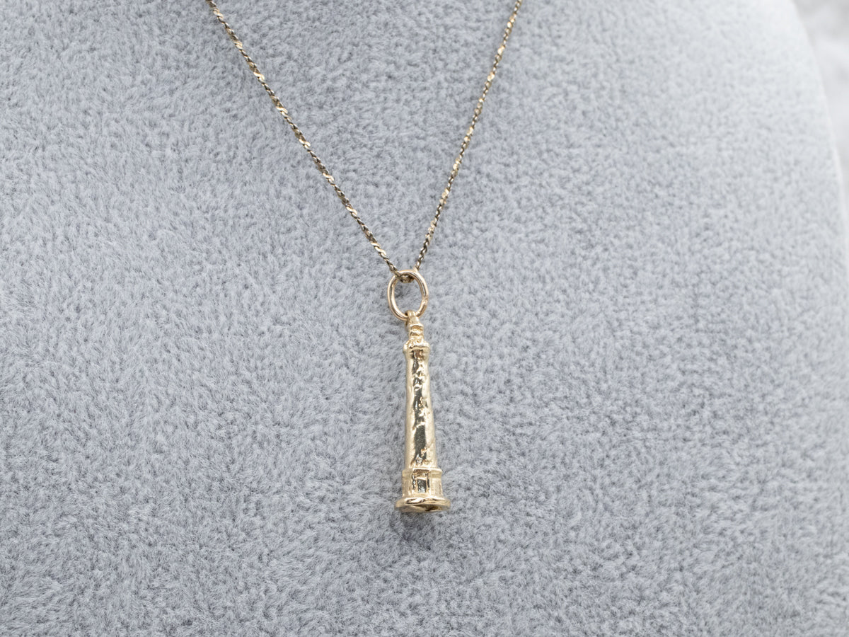 Coastal Lighthouse Gold Charm Pendant