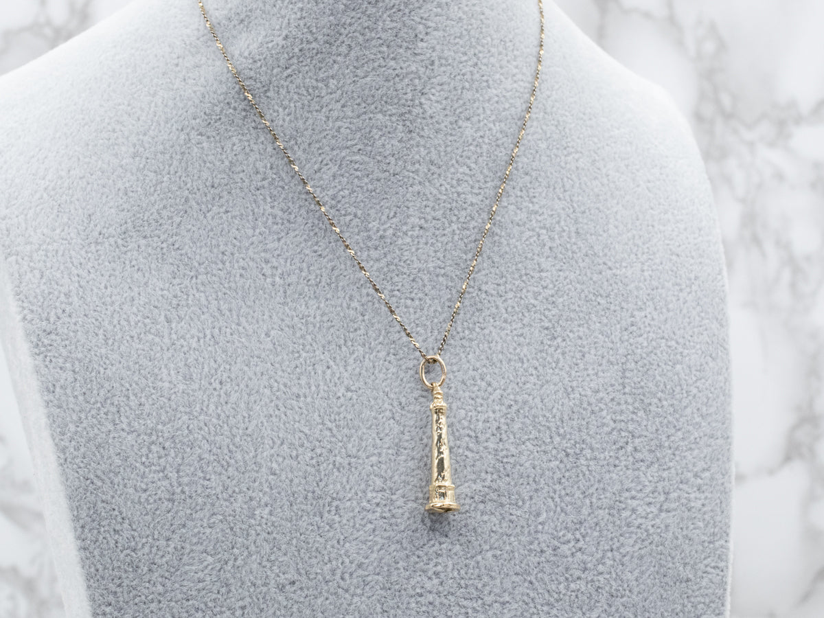 Coastal Lighthouse Gold Charm Pendant