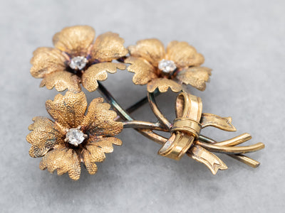 Antique Diamond Flower Bouquet Brooch