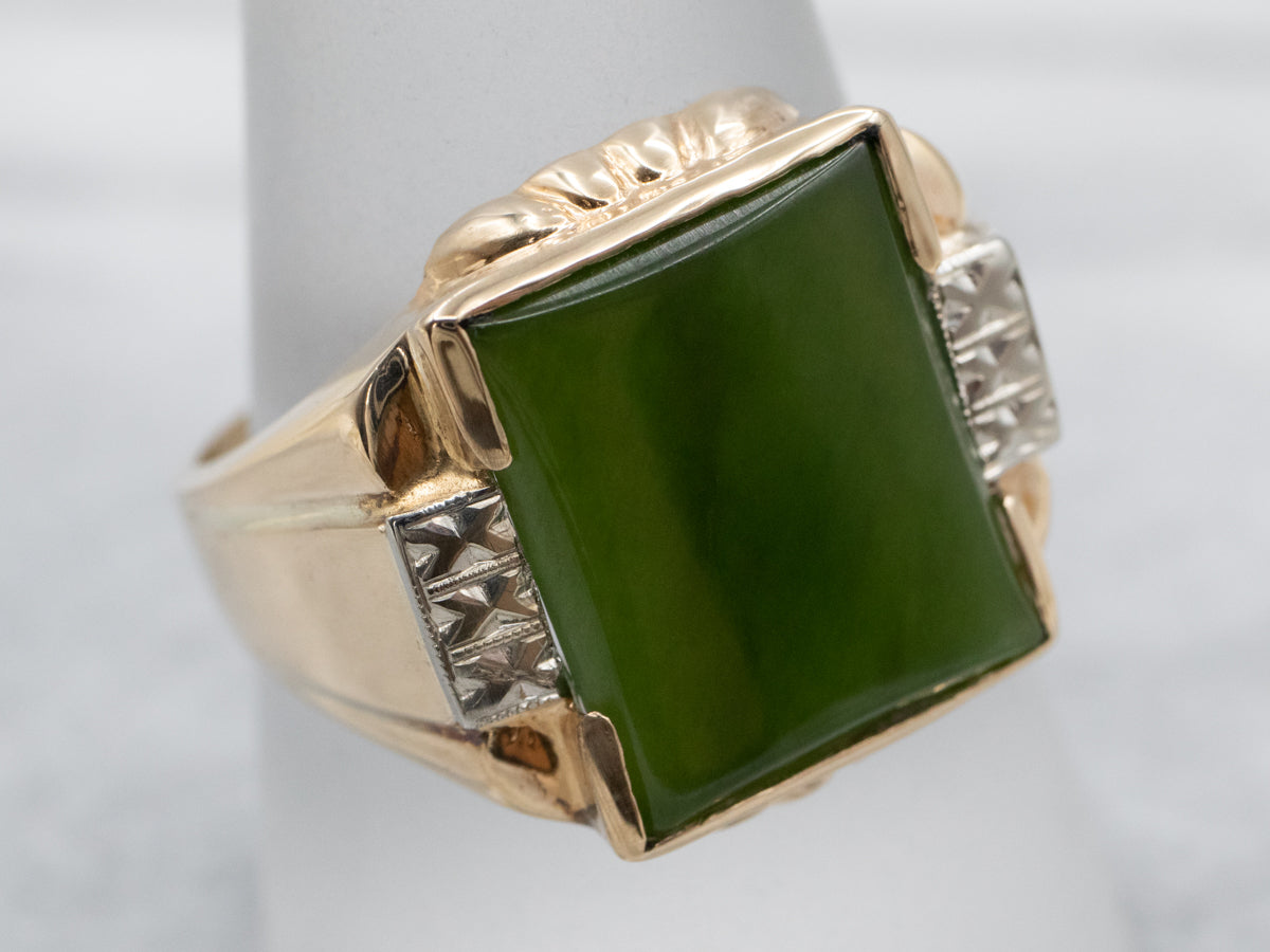 Retro Era Men's Jade Ring