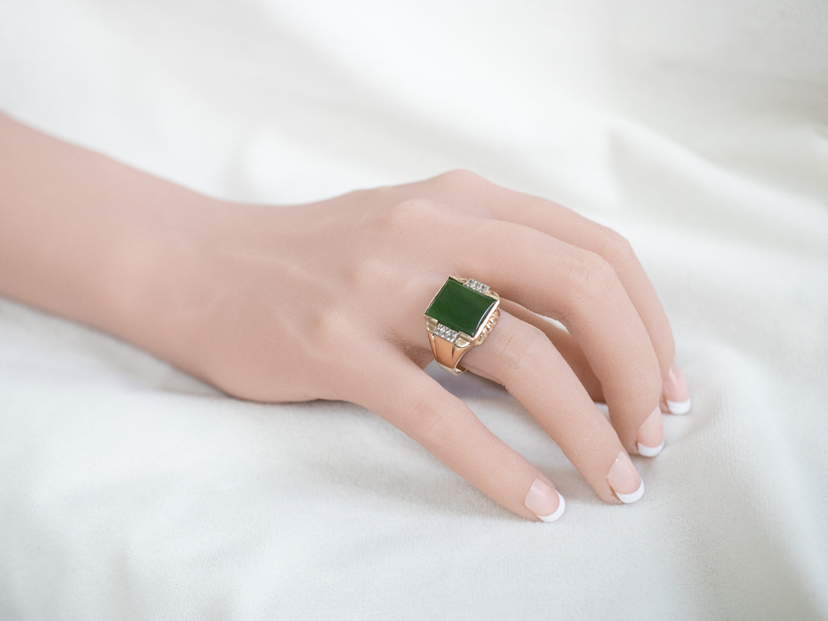 Retro Era Men's Jade Ring