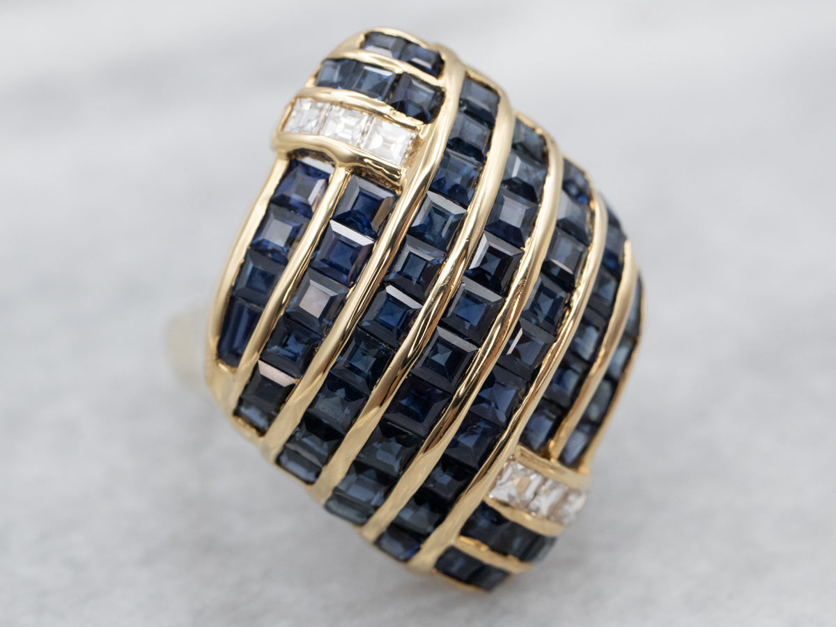 Modern Sapphire and Diamond Ring