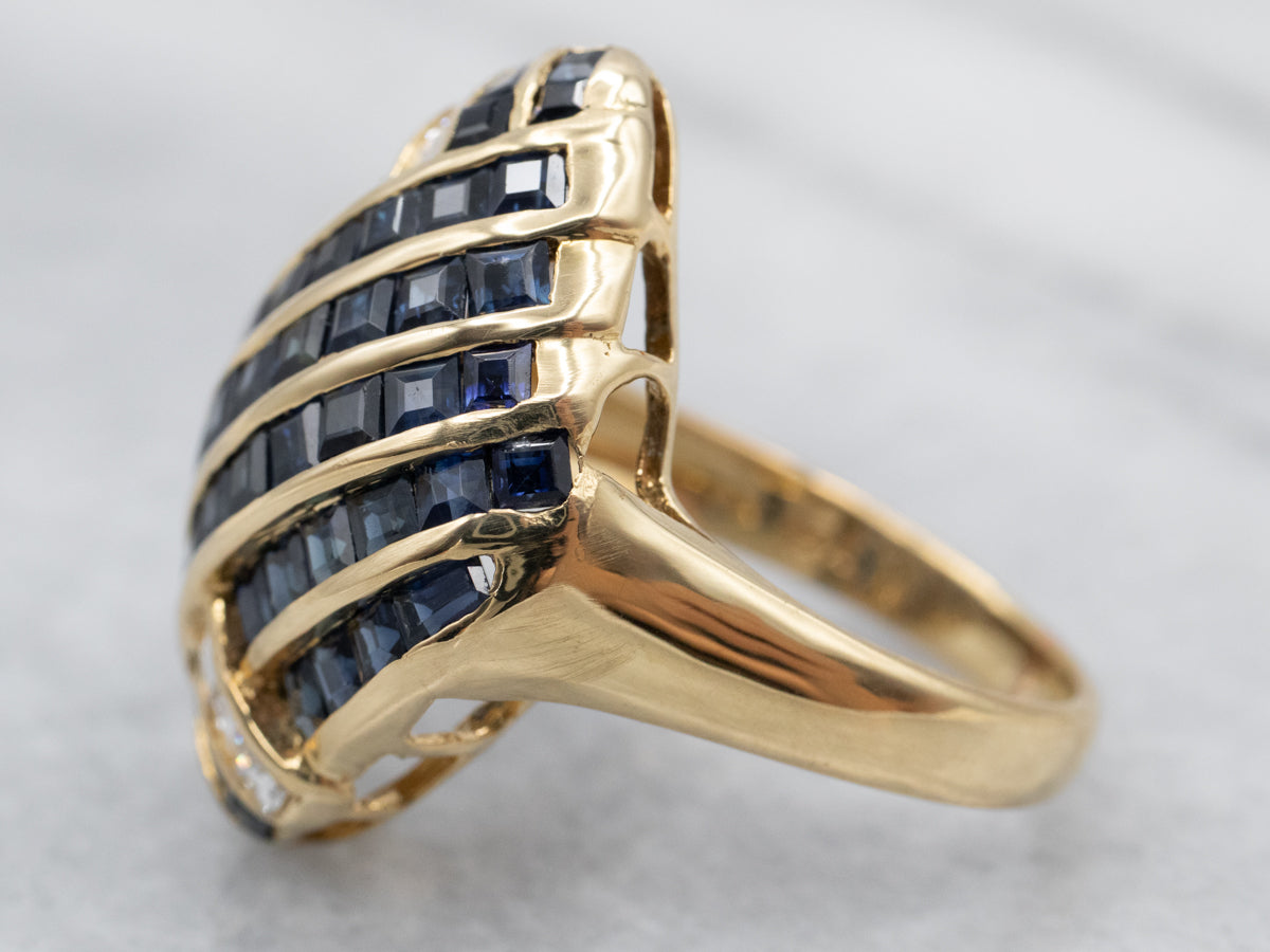 Modern Sapphire and Diamond Ring