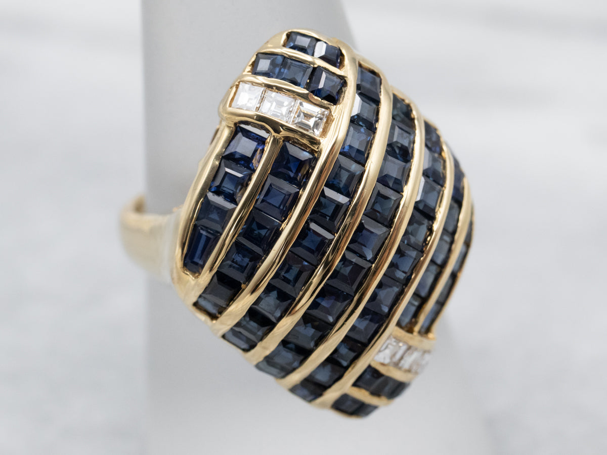 Modern Sapphire and Diamond Ring