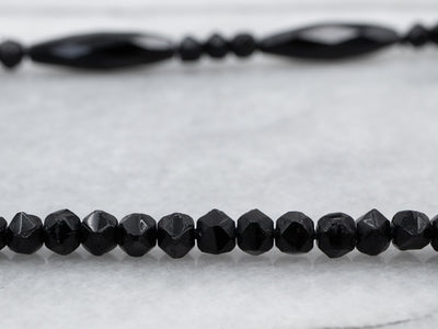 Antique Faceted Black Glass Beaded Necklace