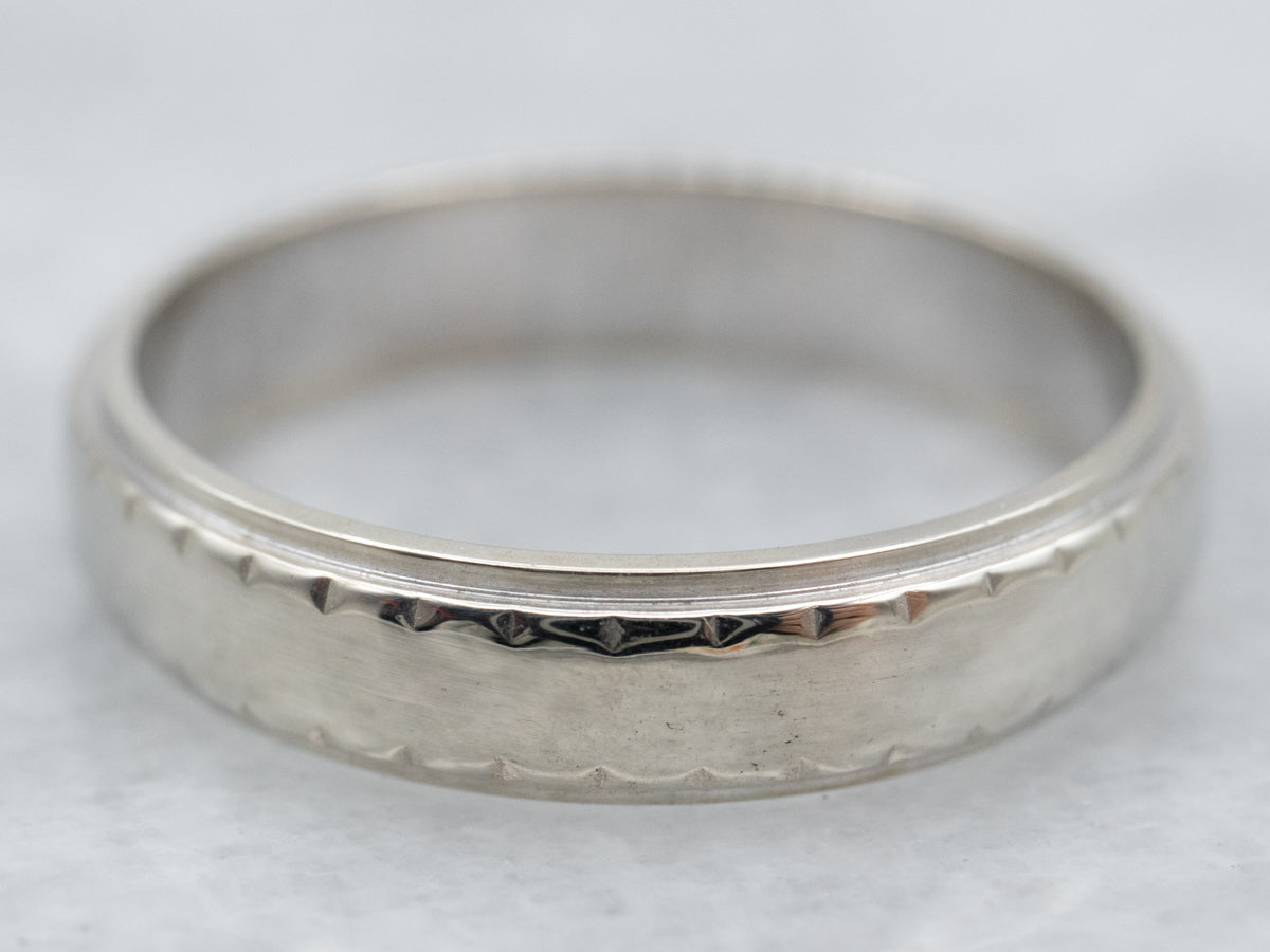 14K White Gold Line Edge Band Ring