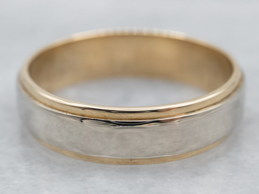 14K Two Toned Line Edge Band Ring
