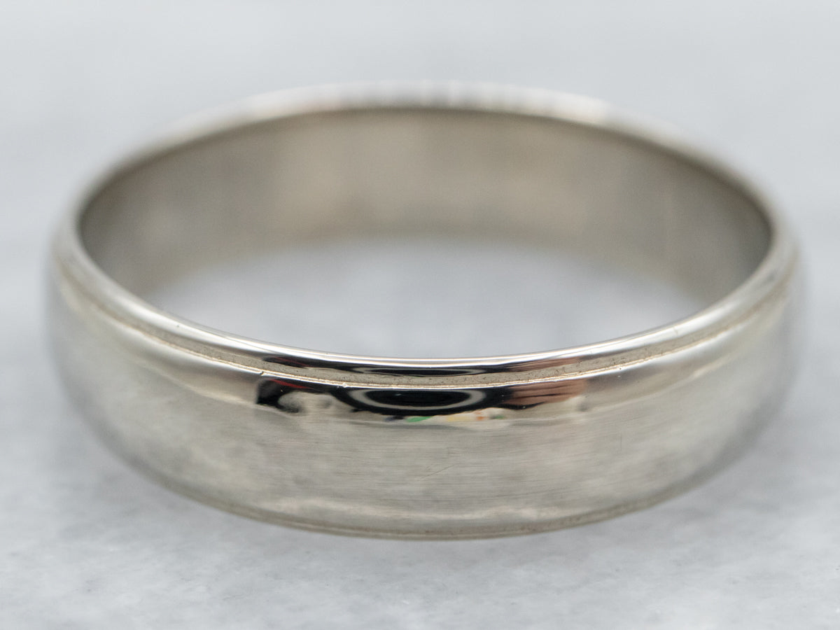 Anillo de oro blanco de 14 quilates con borde de línea para hombre