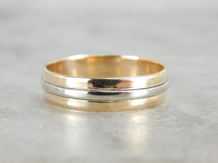 Vintage Keepsake Yellow and White Gold Band