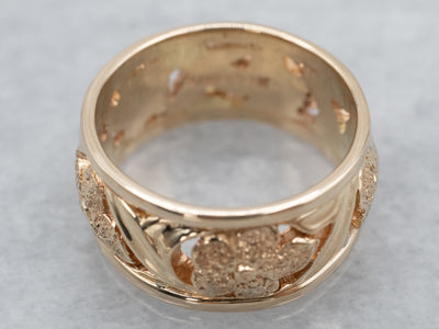 Textured Gold Floral Filigree Band