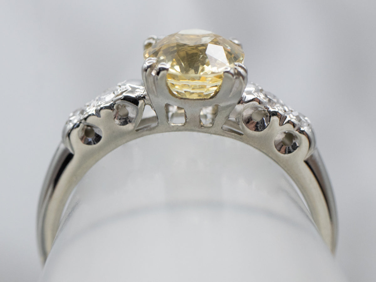 Retro Era Yellow Sapphire and Diamond Ring