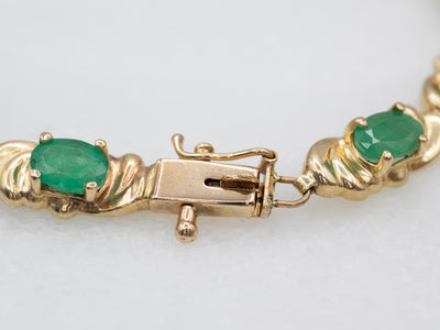 Vintage Ornate Emerald Link Bracelet