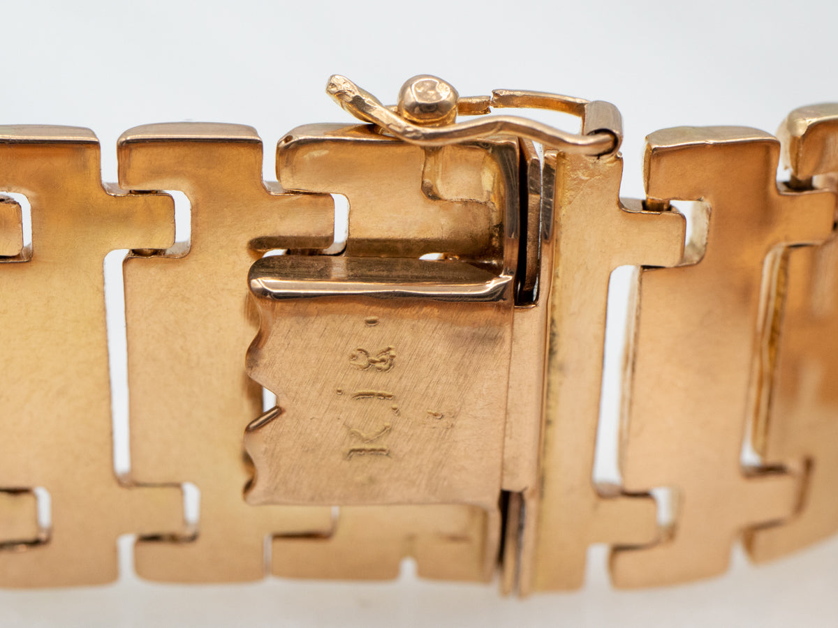 Textured Rose Gold Panel Link Bracelet