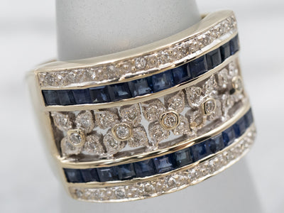 Floral Sapphire and Diamond Statement Band