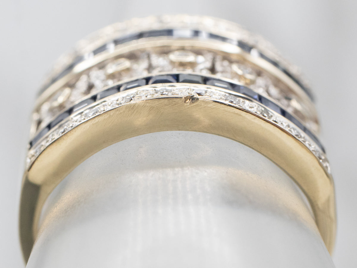 Floral Sapphire and Diamond Statement Band