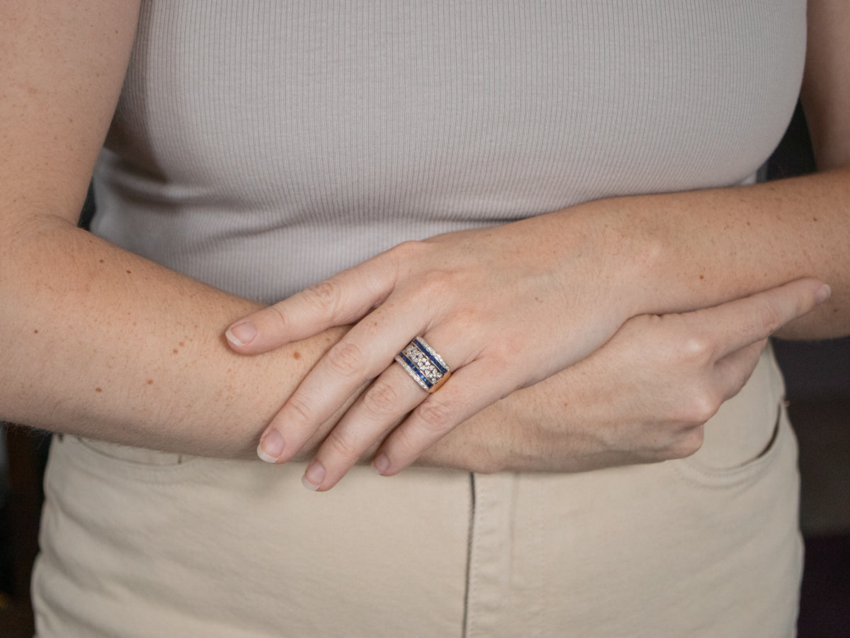 Floral Sapphire and Diamond Statement Band