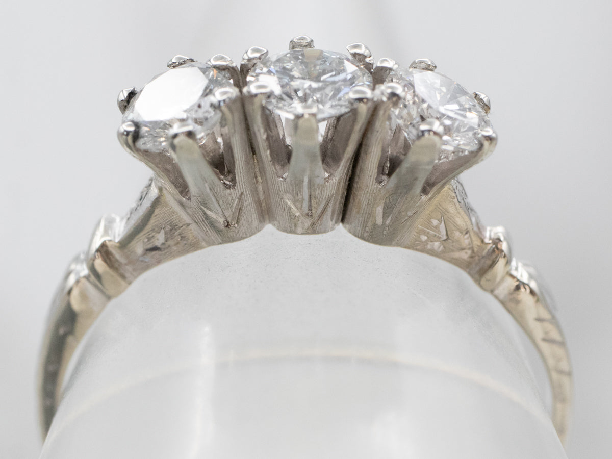 Antique Three Stone Diamond Engagement Ring