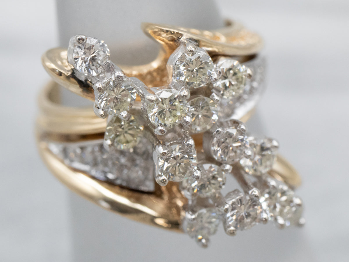 Vintage Diamond Cluster Bypass Ring