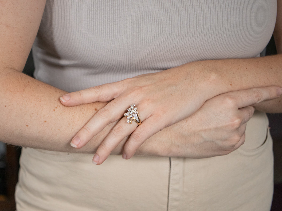 Vintage Diamond Cluster Bypass Ring
