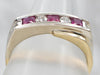 Modernist Synthetic Ruby and Diamond Band