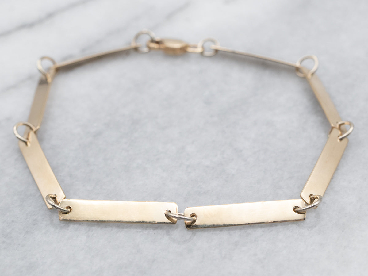 Polished Gold Flat Bar Link Bracelet