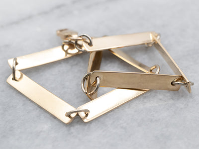 Polished Gold Flat Bar Link Bracelet
