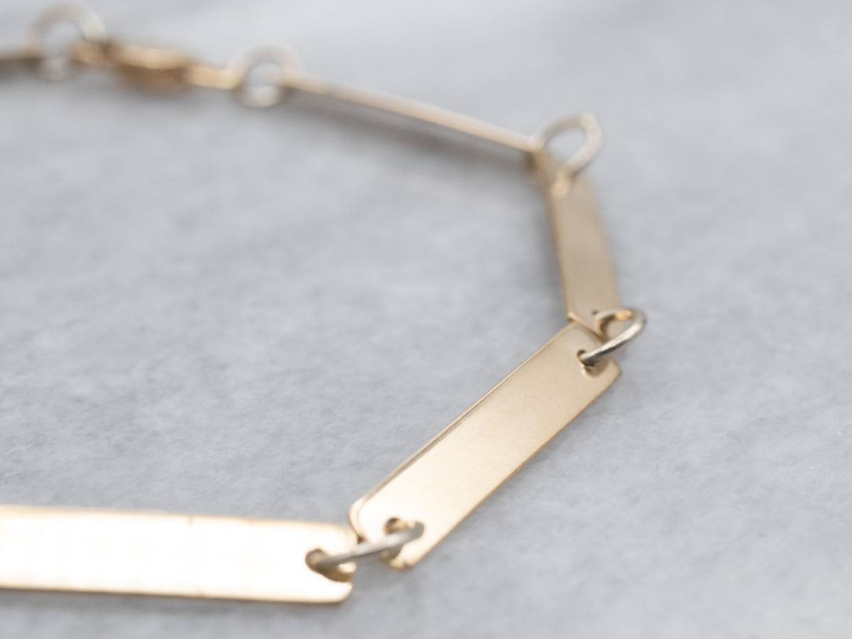 Polished Gold Flat Bar Link Bracelet