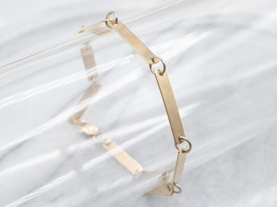 Polished Gold Flat Bar Link Bracelet