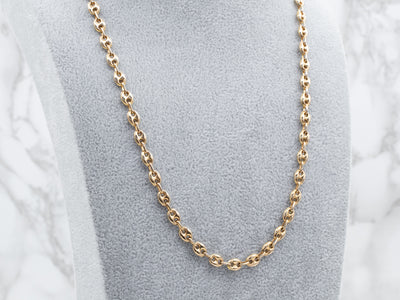 Yellow Gold Anchor Link Chain Necklace