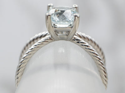 Twisting Platinum Aquamarine Ring