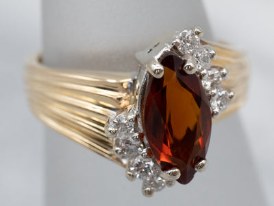 Marquise Citrine and Diamond Bypass Ring