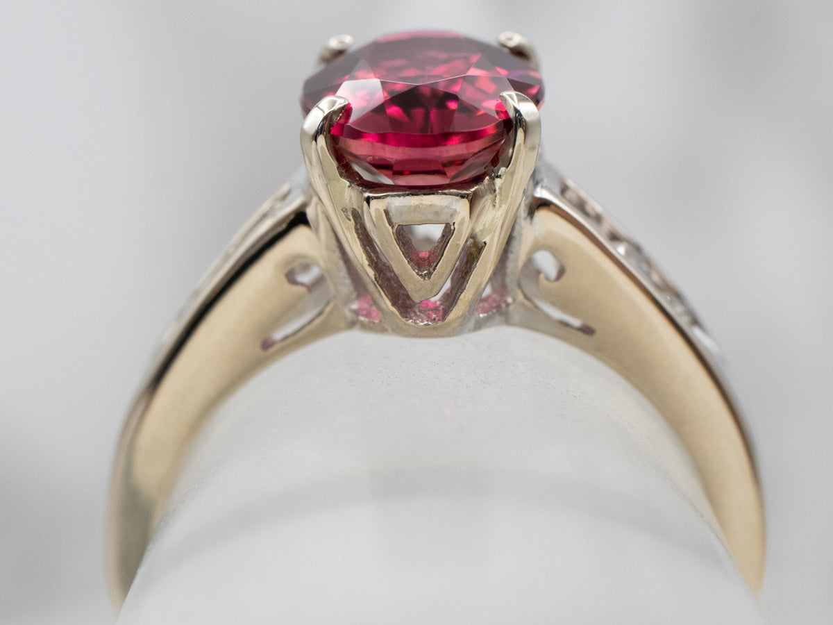 White Gold Pink Tourmaline and Diamond Ring