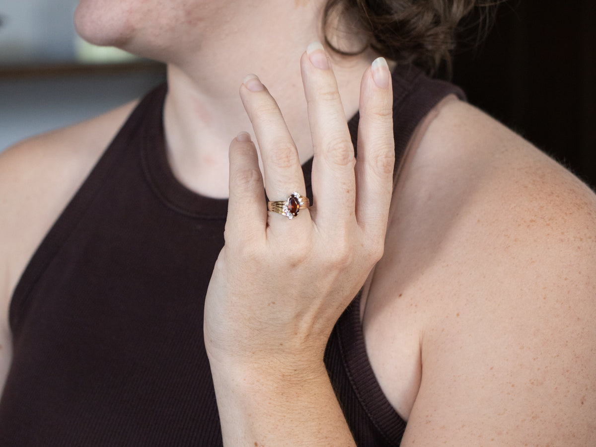 Anillo bypass de diamantes y citrinos marquesa