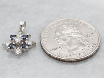 Floral Diamond and Sapphire Halo Pendant