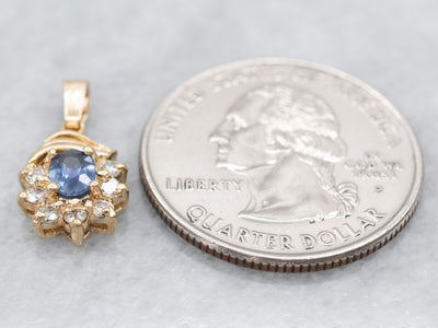 Vintage Gold Sapphire and Diamond Pendant