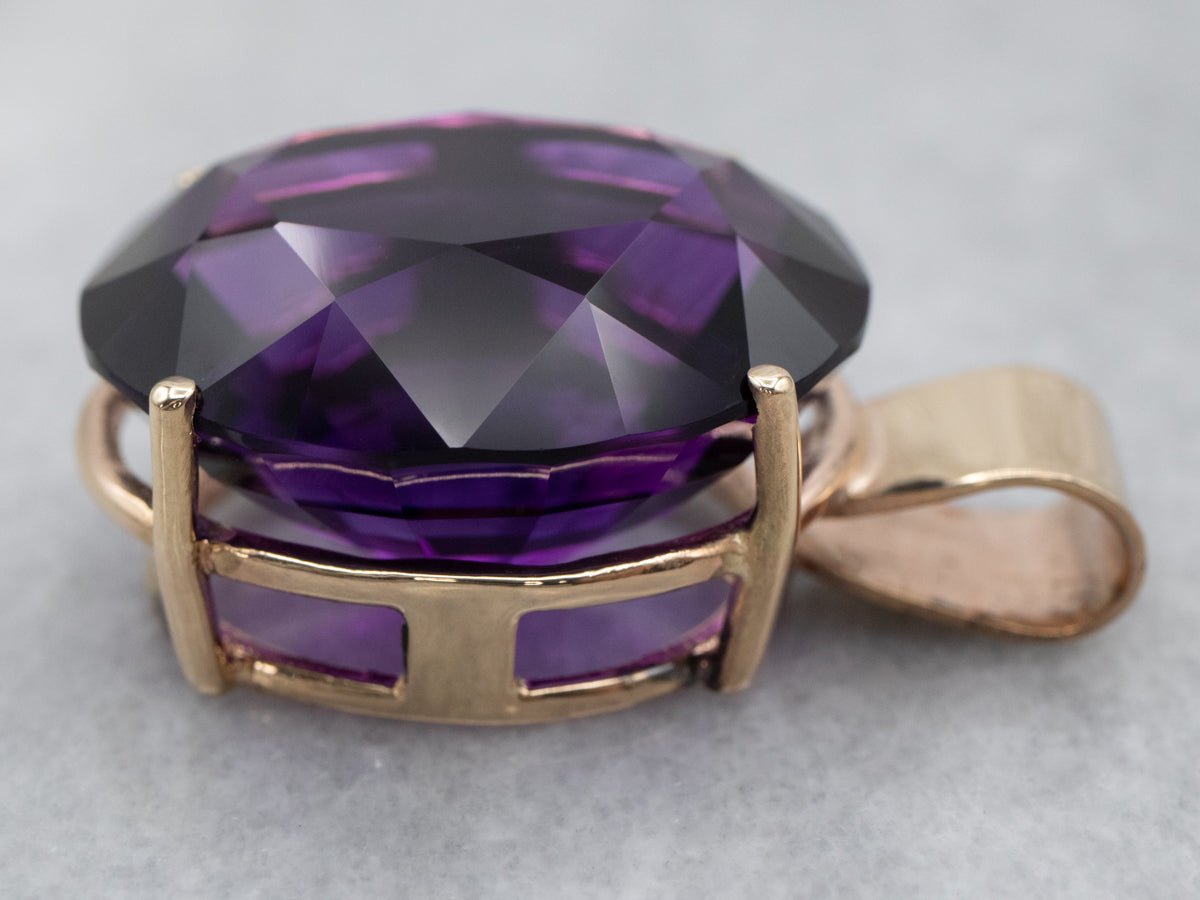 Oversized Amethyst Pendant in Yellow Gold