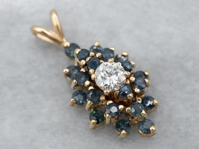 Diamond and Sapphire Cluster Pendant