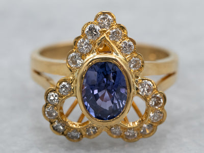 Ornate Sapphire Diamond Dinner Ring
