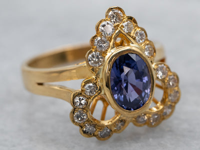 Ornate Sapphire Diamond Dinner Ring