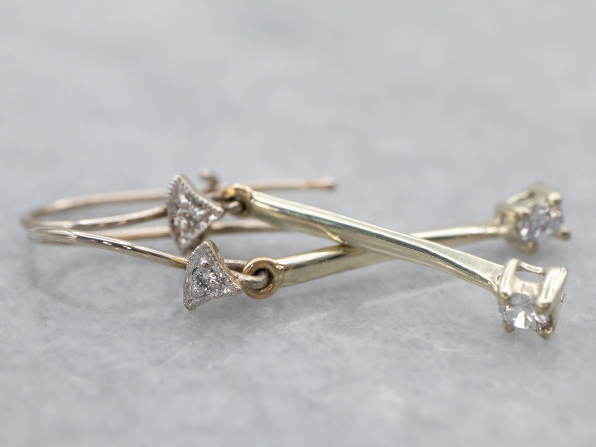 Bar Link Diamond Drop Earrings