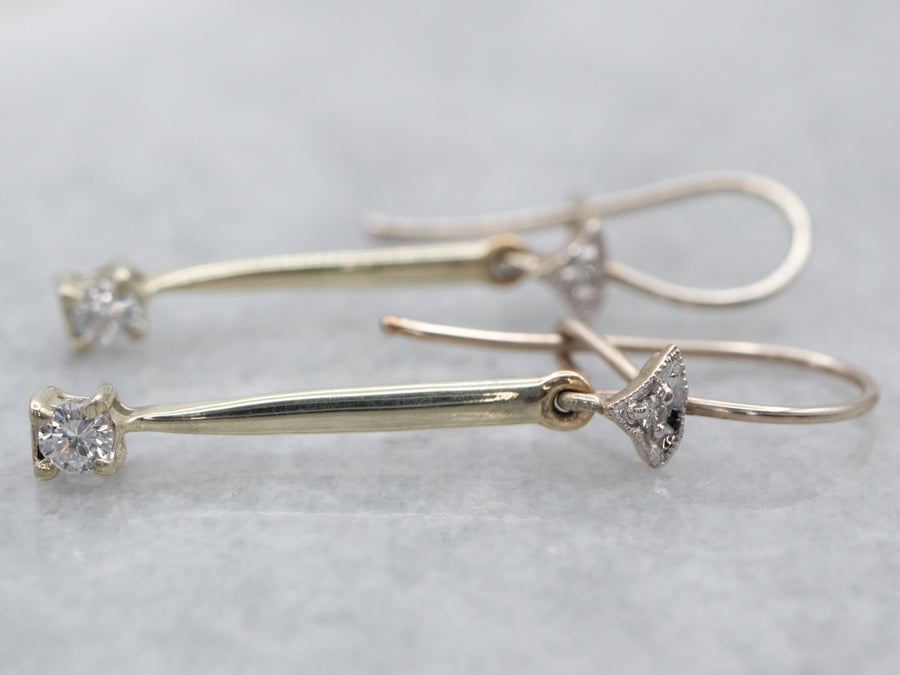 Bar Link Diamond Drop Earrings