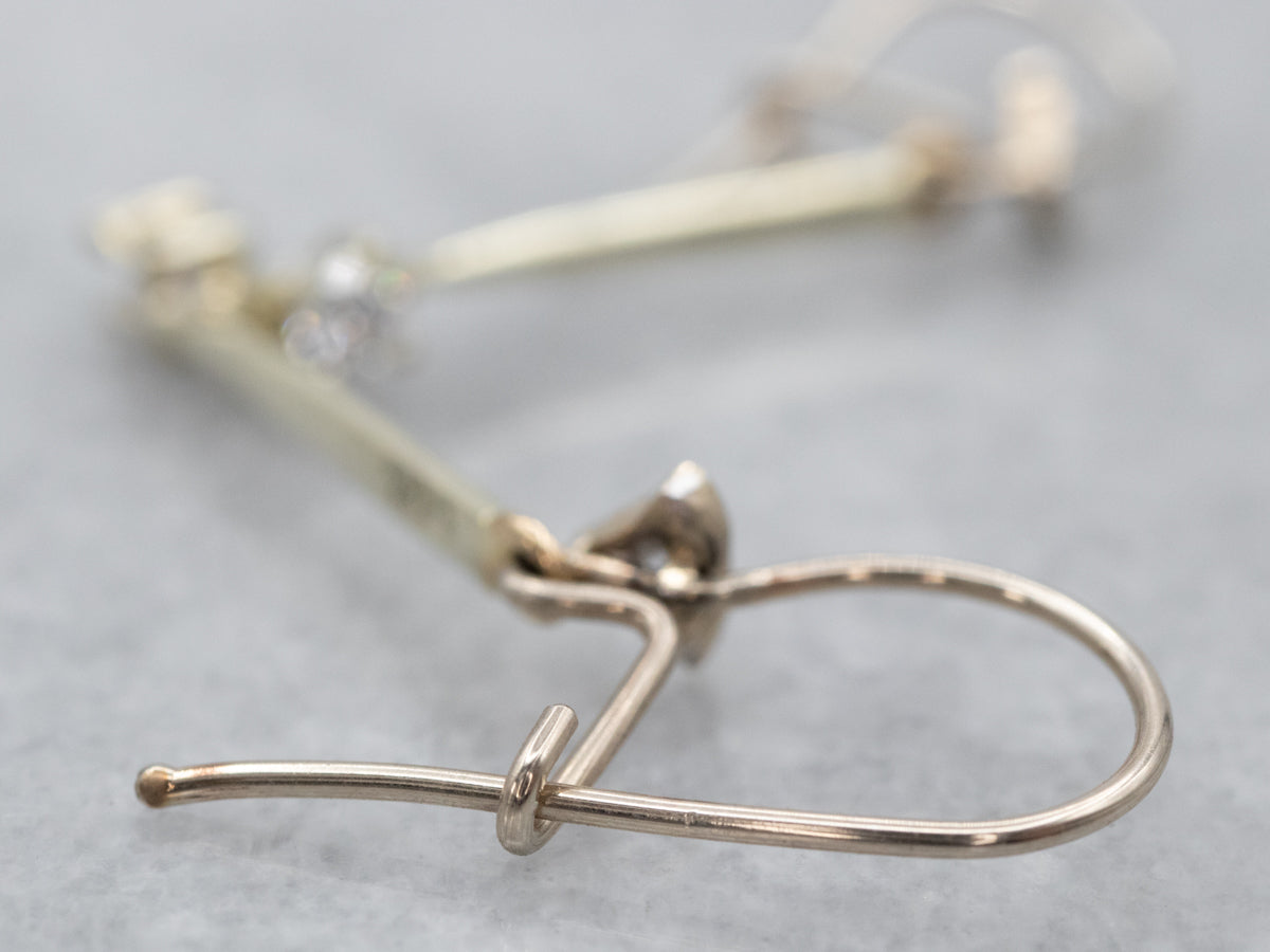 Bar Link Diamond Drop Earrings