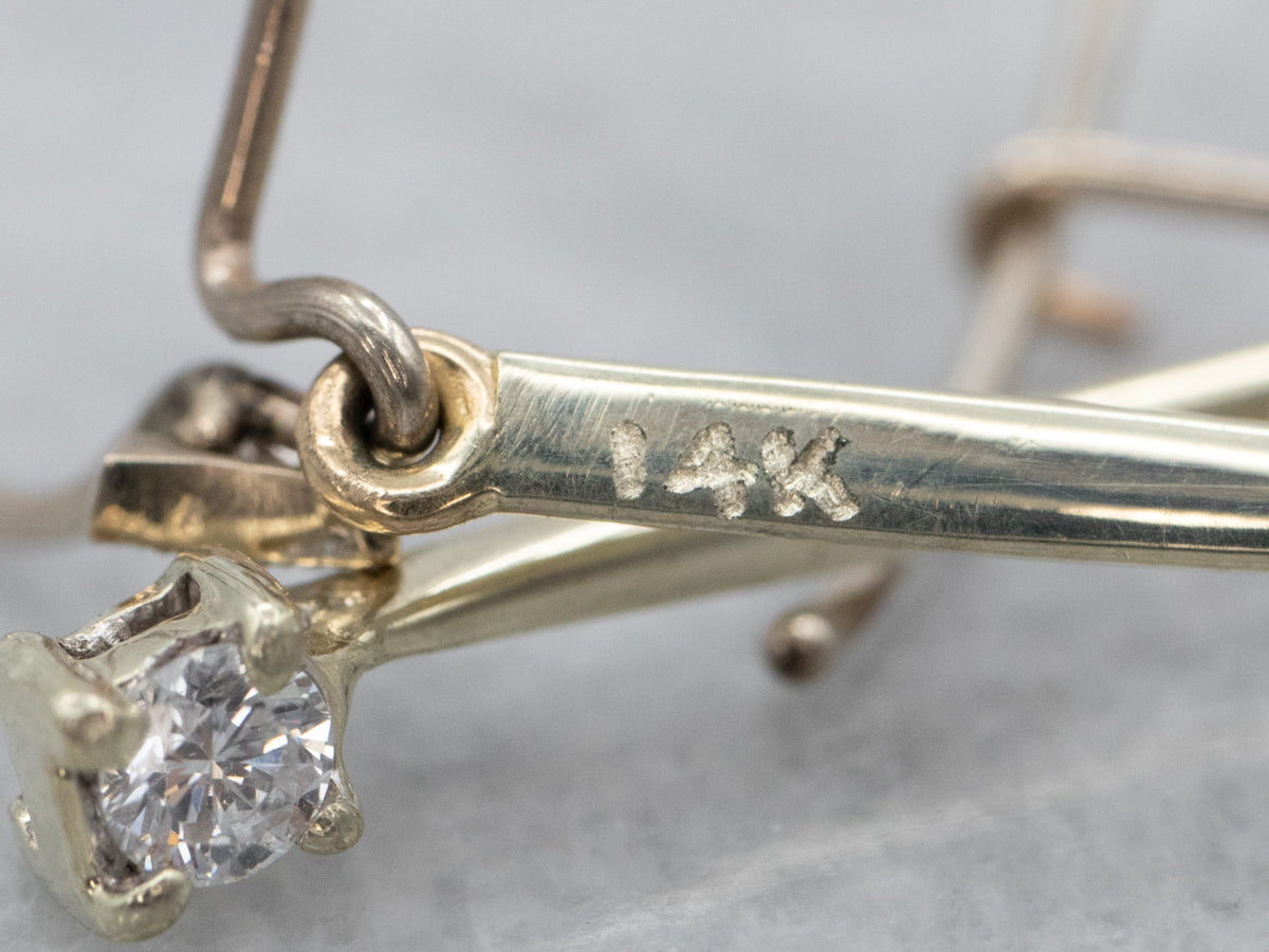 Bar Link Diamond Drop Earrings