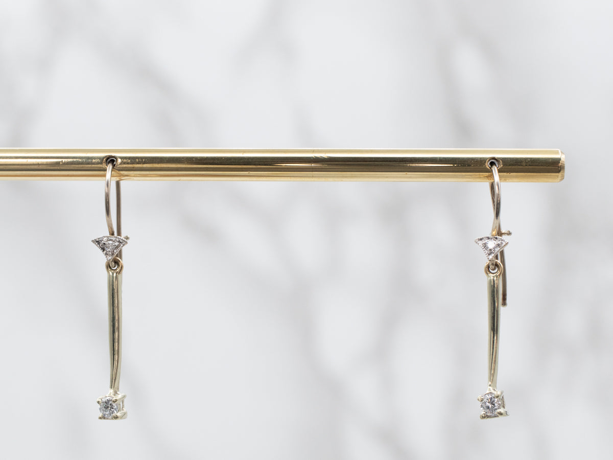 Bar Link Diamond Drop Earrings